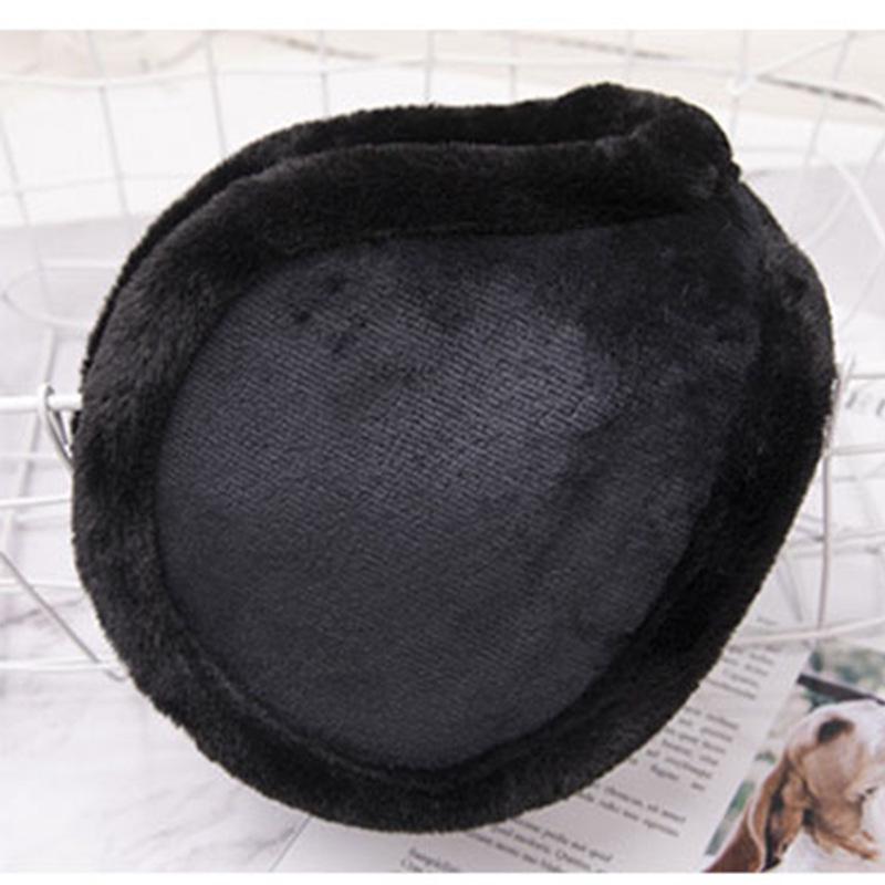 Men's Plus Velvet Thick Plush Winter Ear Warmers with Solid Color Rear-Worn Design for Cold Protection