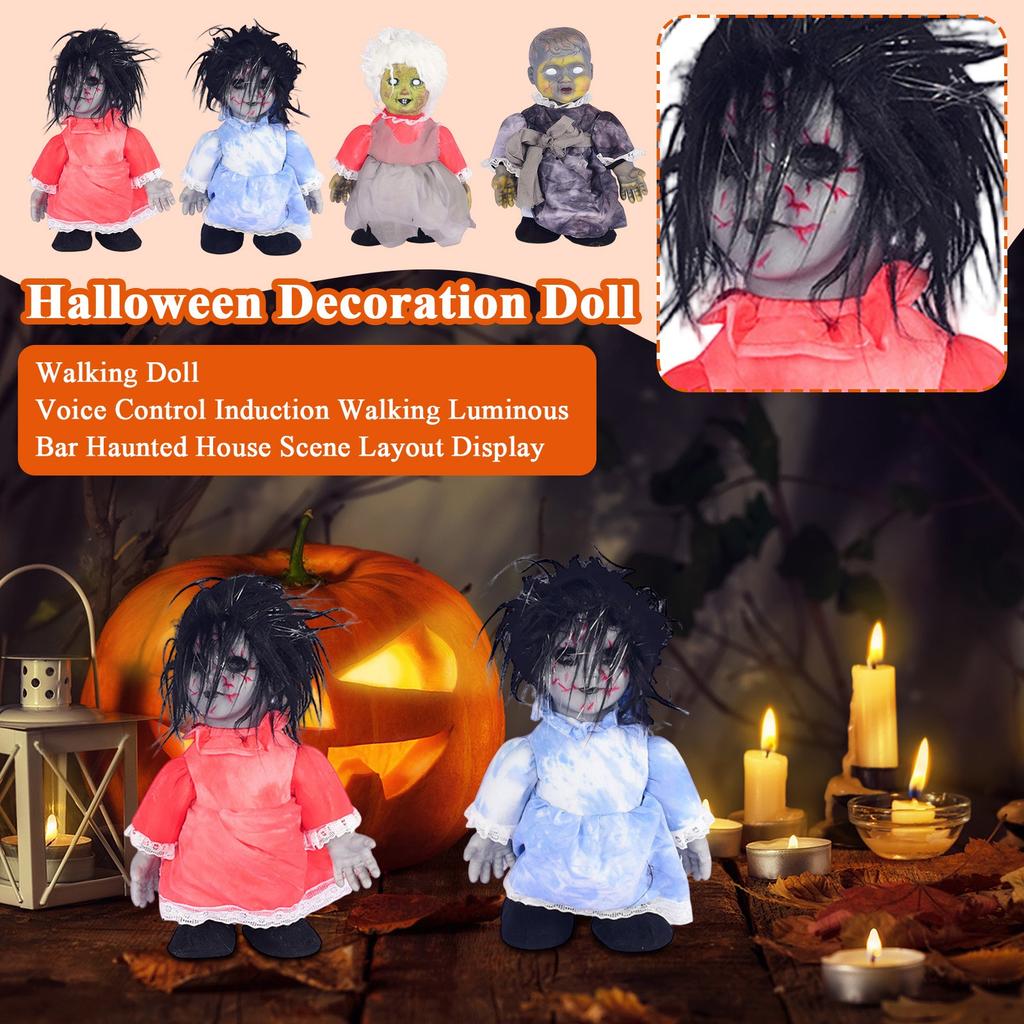 Halloween Decoration Doll Walking Doll Voice Control Induction Walking Luminous Bar Haunted House Scene Layout Display
