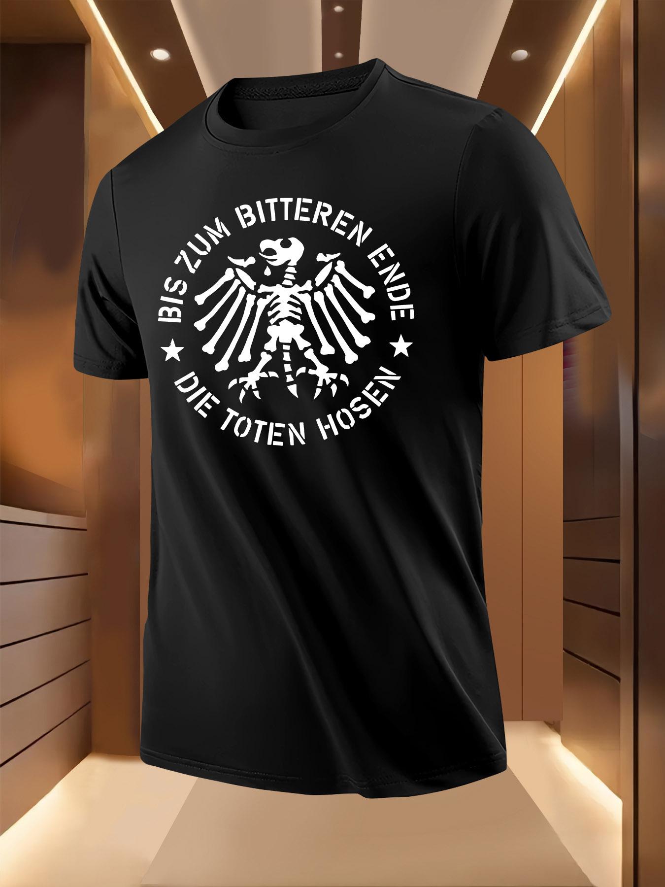 Short Sleeve Tshirt - Black Skull Eagle Emblem Graphic Print M