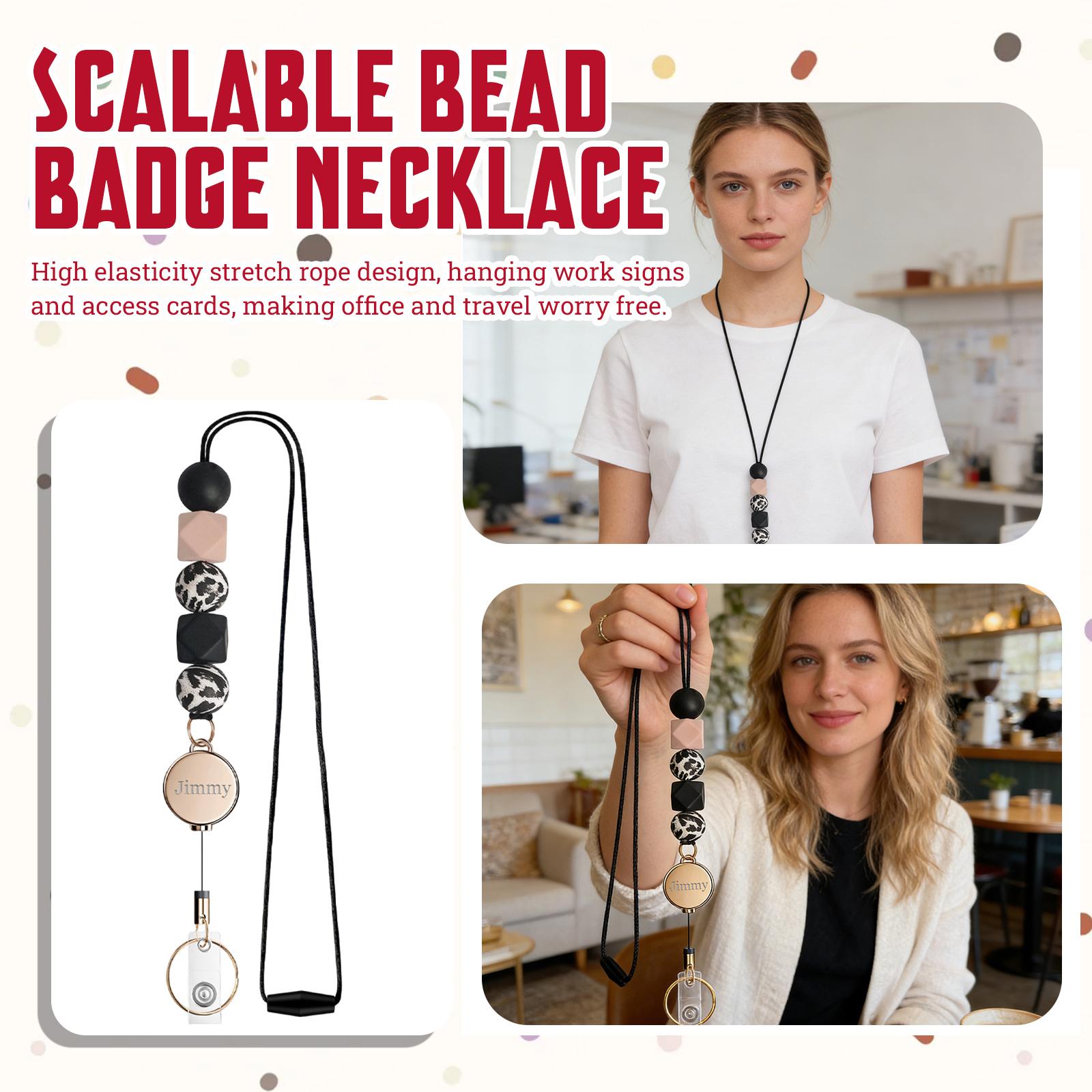 

Personalized Silicone Beaded Pull Tab Employee ID Badge Lanyard One Size