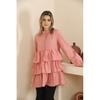 Women's Layered Sleeves Elastic Buttoned Tunic