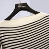 Women's Elegant Striped Bardot Knit Top