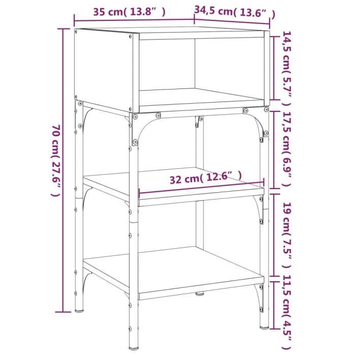 VidaXL Bedside Tables 2 Pcs Sonoma Grey 35x34.5x70cm Engineered Wood 825890