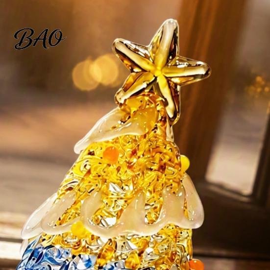Holiday Desktop Decorations Hand Blown Glass Christmas Tree Figurine, Mini Tabletop Ornaments Xmas Ornament, Handmade Decoration Party Photo Props