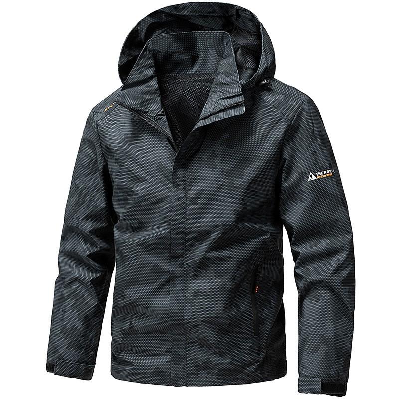 Mens Camo Windbreaker Jacket Loose Fit Casual Outdoor Workwear Hoodless