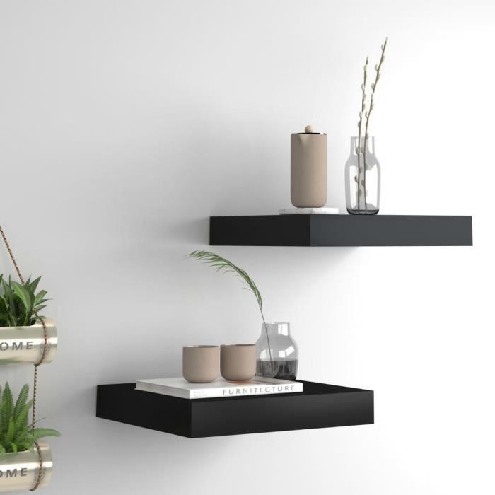VidaXL Floating Wall Shelves 2 Pcs Black 23x23.5x3.8 Cm MDF