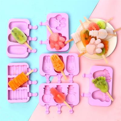 Cartoon Ice Cream Silicone Mold with Cover 3 Even DIY Ice Cream Mold To Send Wooden Stick