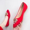 Ladies Footwear Pointed Toe Bride Rhinestone Red Women's Flat Shoes Non Slip Y2k Quick Delivery Wholesale Casual Vacation Spring