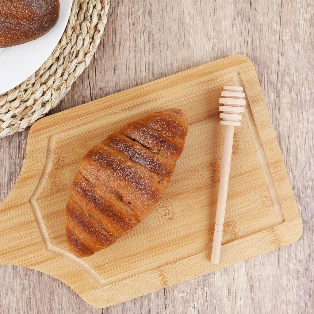 Wooden Honey Mixing Stirrer, 4Pcs 6.3 Inch Honey Dipper Sticks Honey Spoon