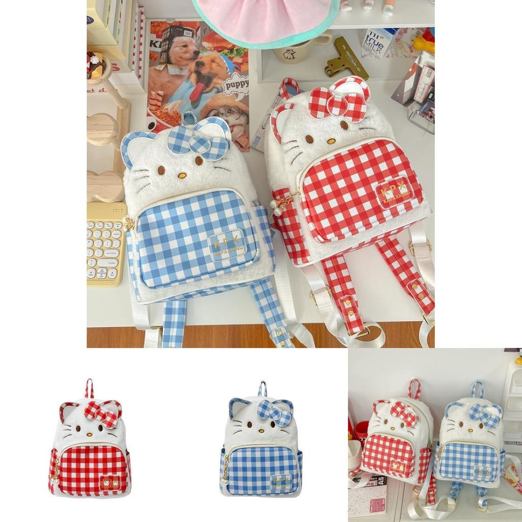 Hello Kitty Cartoon Pu Leather Backpack For Students With Cushion Straps And Storage