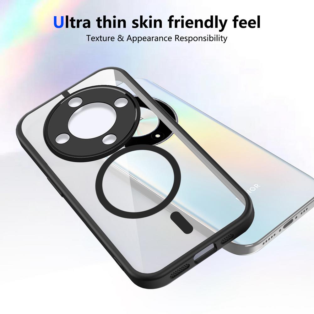 KEYSION Przezroczyste magnetyczne etui na telefon do HONOR X9d 5G Silikon+PC HD Przezroczysty odporny na wstrząsy tylny pokrowiec do Huawei Magic 8 Lite 5G