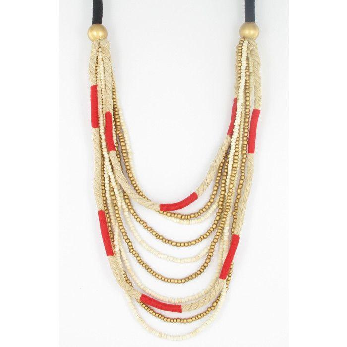 Collier long à corde rouge
