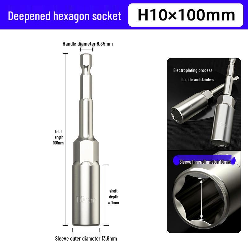 10mm Deep Socket Hex Shank Bit for Electric Drill/Screwdriver & Air Impact Wrench