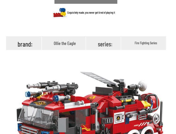 LEGO-Compatible Fire Engine & Firefighter Minifigure Set - 8 Model DIY Assembly for Kids