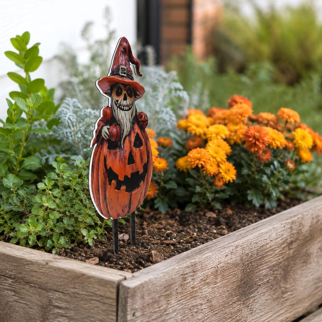 Pumpkin Garden Stake Decoration for Outdoor Plant Pots Patio Yard