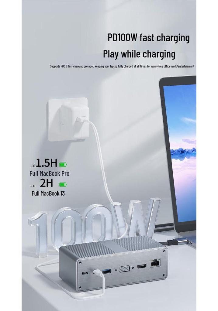 USB4 Type-C Dual HDMI Gigabit Docking Station for Laptops: Multifunctional Desktop Hub Extender.
