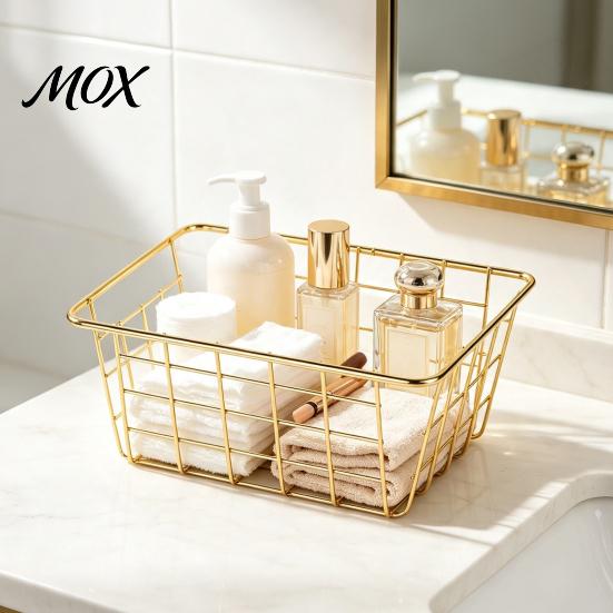 Gouden Gesmeed IJzeren Containers Opbergmand, Scandinavische Stijl Draad Organizer Bak, Grote Kledingkast Kleding Organisatie Bakken Capaciteit Decoratieve Container voor