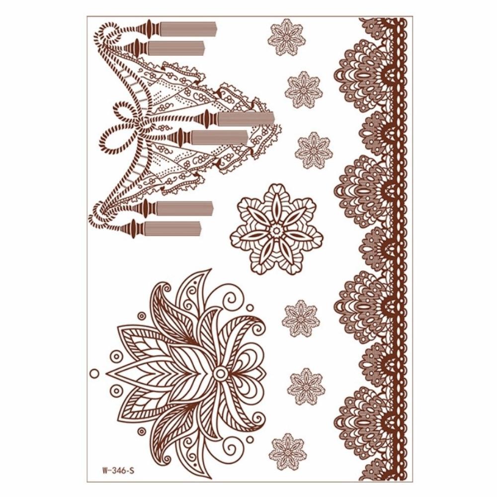 Lace Fake Tattoo Henna Tattoo Stickers Legs Arm Red Henna Tattoo Decals Temporary Tattoo  Girls