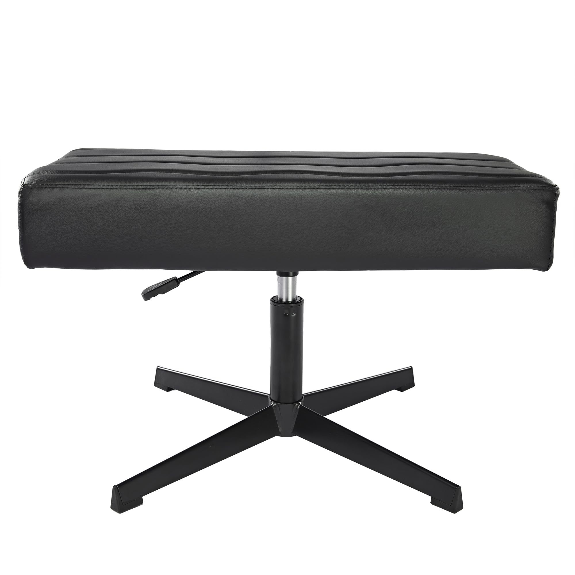 

VECELO Wide Footrest PU Wide x 36cm Deep x 10cm Thick Rotating Height Simple Black Ottoman, Stool, Cross-legged, Leather, 72.5cm 41.5-53.5cm High,