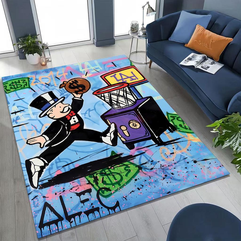 Rich Cartoon Monopoly Dollar Game Money Rug for Bedroom Living Room Sofa Home Doormat Decor,Large Kids Play Non-slip Floor Mat