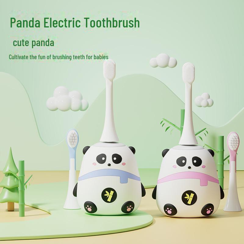 Children's Cartoon Red Panda Electric Toothbrush with Soft Bristles, Ages 3-12.