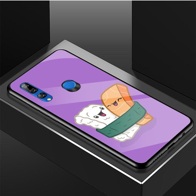 Kreskówkowe sushi Hartowane Szkło Etui na Telefon Dla Huawei honor 8X 9 10i 20i 20Lite 20Pro 30 Pro Pokrowiec