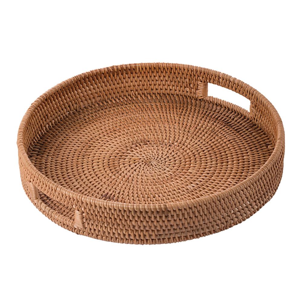 1pc Rattan Storage Basket Hand-Woven Vintage Tray Eco- Plate Multipurpose Home Decor Organizer Vietnam