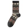 5 Pairs Men Mid Calf Cotton Socks Double Needle Retro Ethnic Pattern Warm Autumn Winter Sweat Wicking Deodorant Crew Socks
