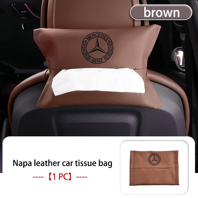 

For Benz Car Armrest Box Seat Back Hanging Tissue Bag Cover Tissue Storage Accessories AMG W213 W124 W108 W126 Exclusive W204