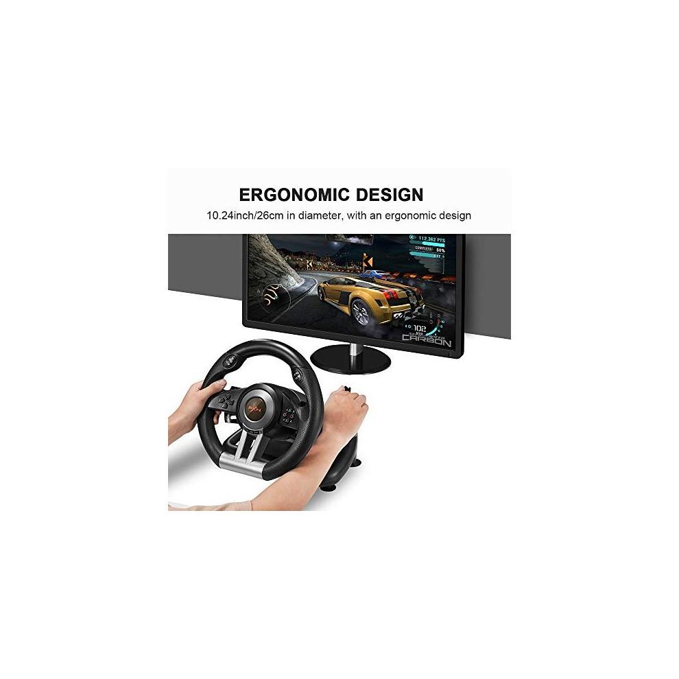 Kierownica Gamingowa PXN V3II, Kierownica Wyścigowa z Pedałami, Zakres Obracania 180°, Podwójne Wibracje Scenowe dla PC, PS3, PS4, Xbox One, Nintendo