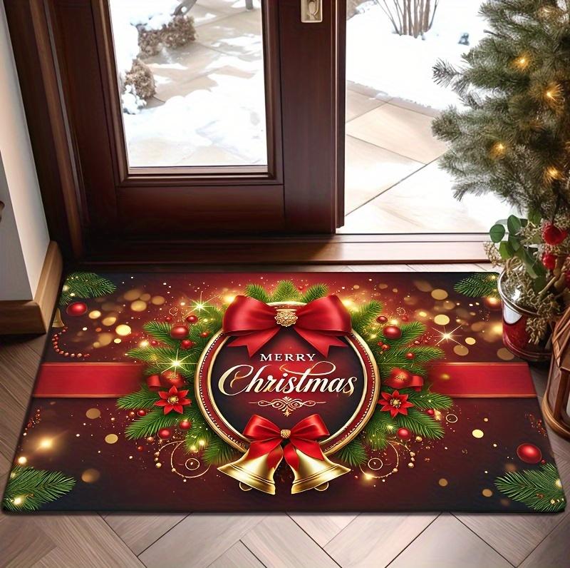 1 Piece Holiday Carpet Santa Claus and Elk Welcome Door Mat 100% Polyester Home Decoration Rug Atmosphere Full Bedroom Carpets