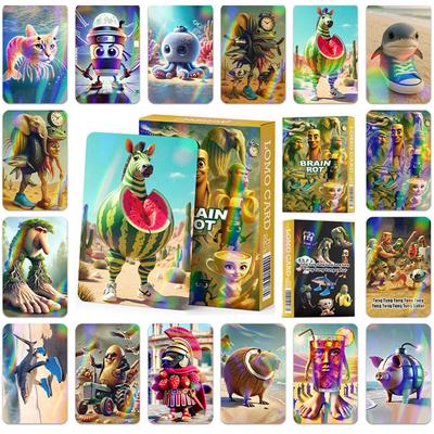 30Pcs Italian Brainrot Laser Cards Collection Tungtungtung Sahur Tralalero Tralala Classic Toy Card Children Party Game Gift