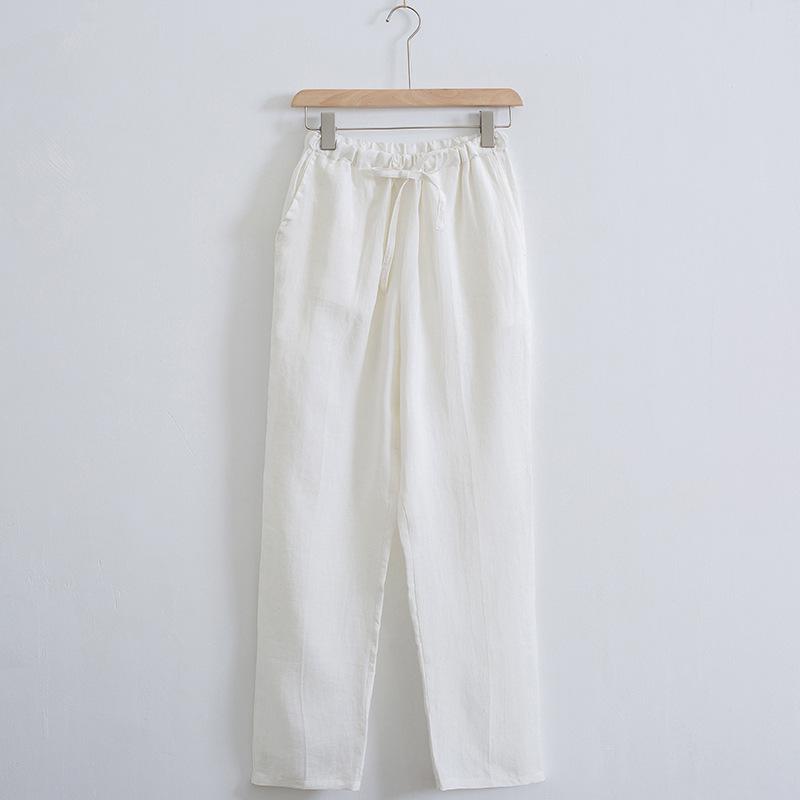 Men's Summer Casual Linen Trousers - Loose, Straight Fit with Elastic Waist