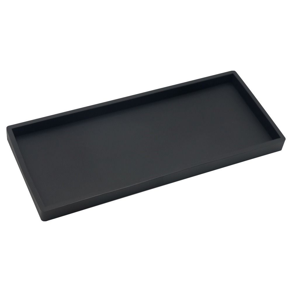 

Silicone Bathroom Vanity Tray Flexible Sink Storage Plate Durable Bathroom Counter Tray Trinket 20x10cm-Black Rectangular