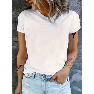 Women'S Casual Solid Color T-Shirt - Soft Crew Neck Short Sleeve Top for Casual Attire Black, Ladies T Shirts Aesthetic Clothes