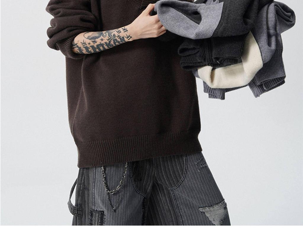 Vintage Style Men's Lapel Sweater: Patchwork Knitwear Pullover for Spring/Autumn