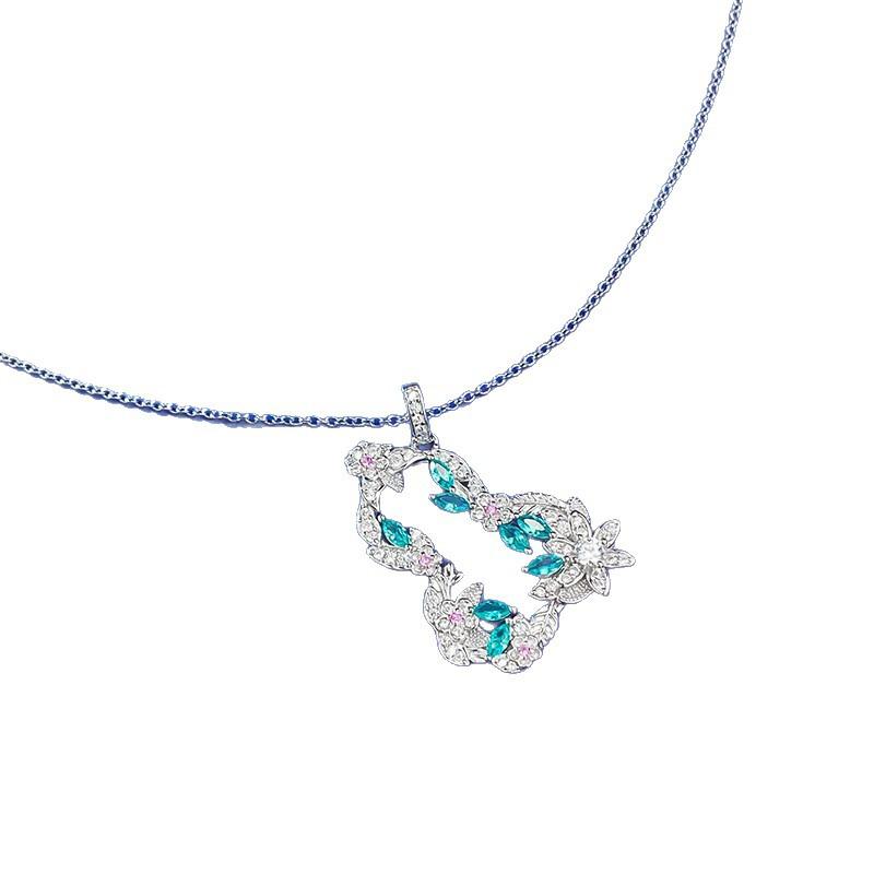 Vine Flower Wrapping Gourd Necklace Paraiba Exquisite Textured Fulu