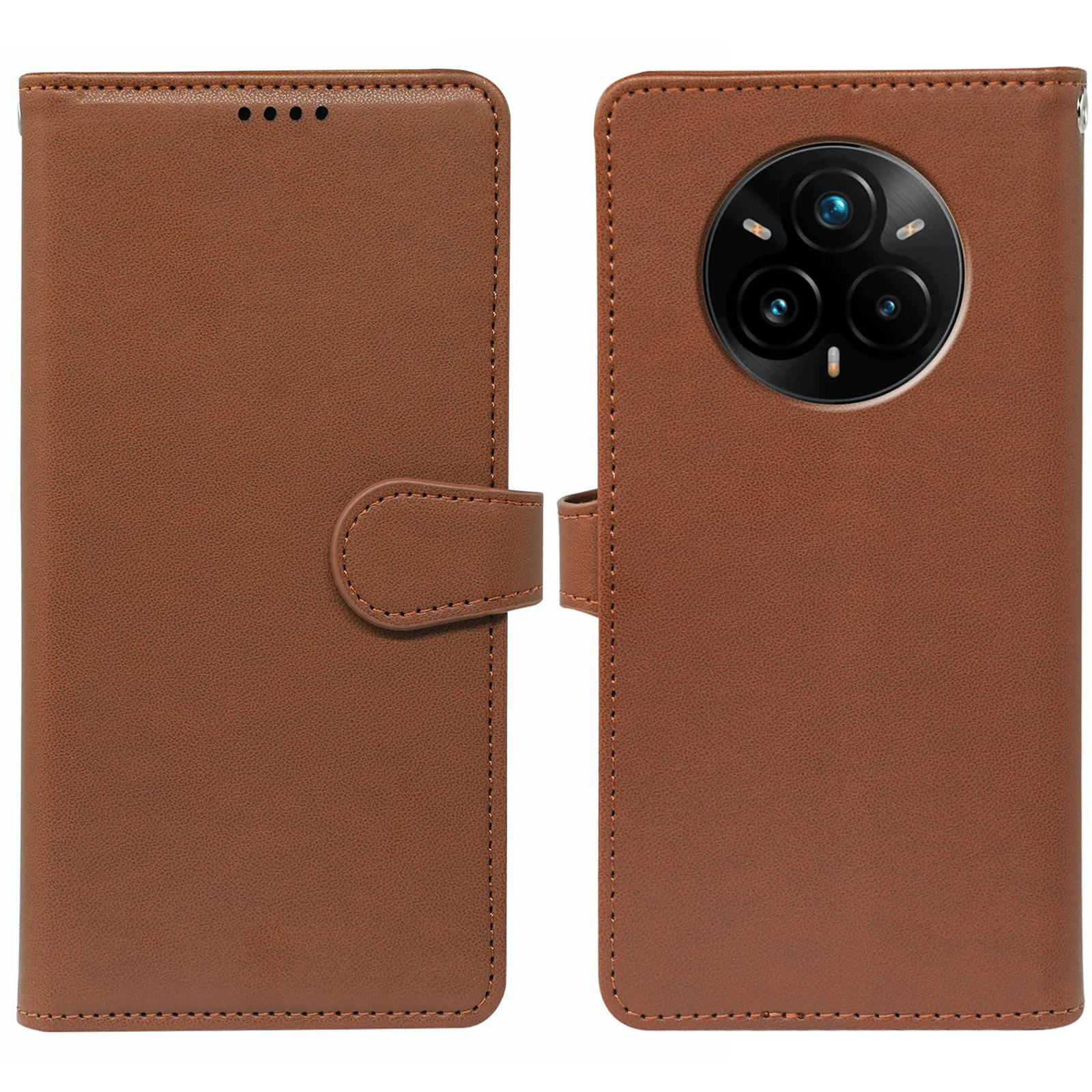 

For Realme 14 Pro+ 5G Case with 9 Card Slots PU Leather Stand Phone Cover Brown