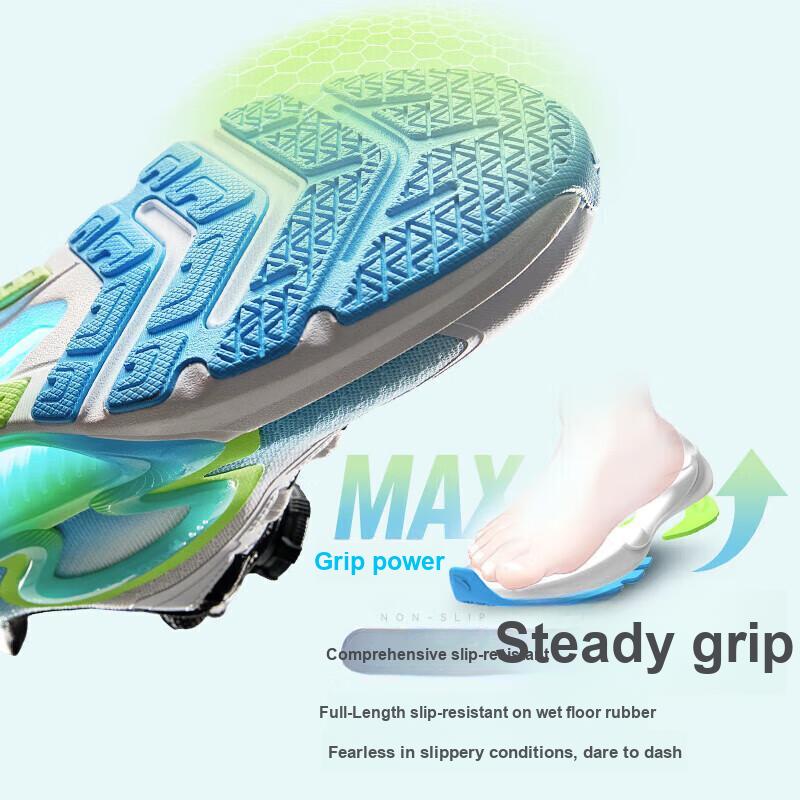 Anta Monthly Slip Resistant Shock Absorbing Durable Low Top Running Shoes Kids Sneakers White Blue 312325518H-2