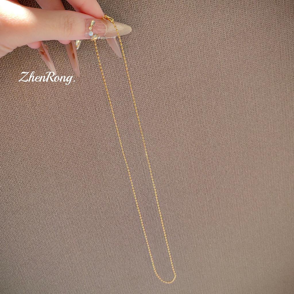 Imported Craftsmanship 18K Real Gold Electroplating Necklace Sweater Chain Simple Universal Chain Plain Gold Chain Doudou Color Gold Collarbone Chain