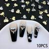 10Pcs/Bag Alloy Lava Love Nail Art Jewelry Gold Silver 3D Diy Nails Accessories Professional Supplies Metallic Heart Decorations