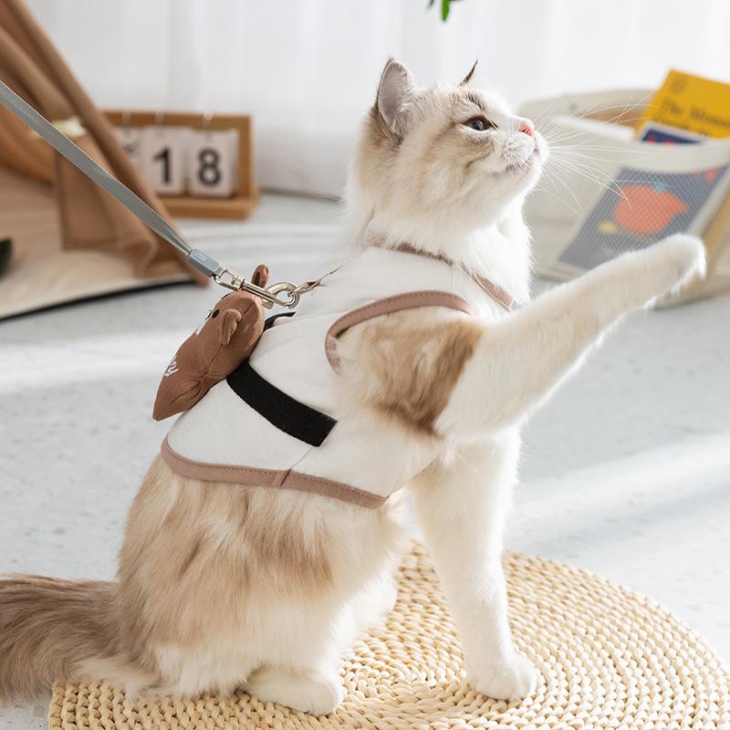 Three-dimensional animal satchel can be towed Ragdoll cat blue cat anti-hair loss thin breathable vest teddy pet cat clothes
