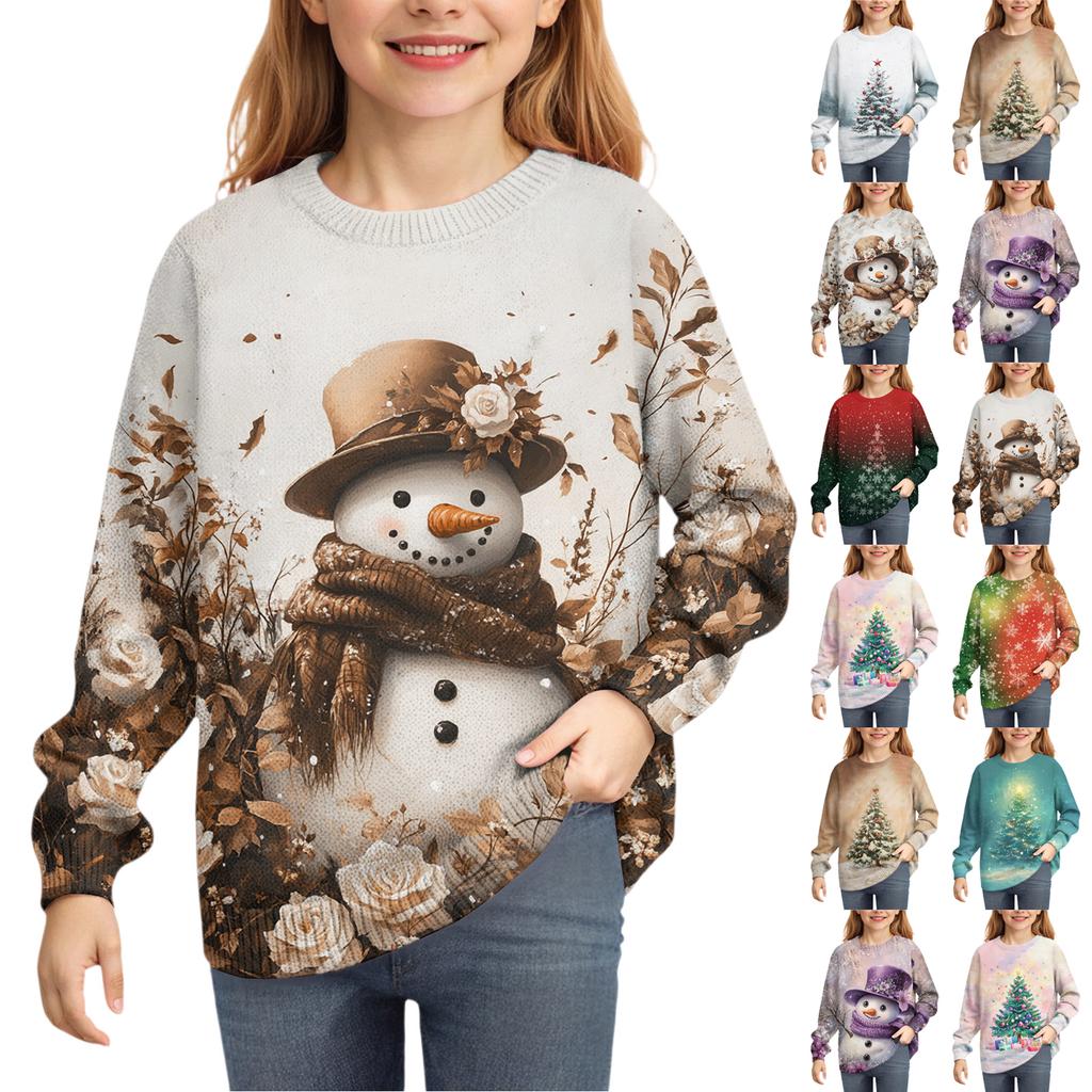 Christmas Day Sweatshirts For Children Boys And Girls Knit Sweater Cute Shirt Fall Crewneck Pullover Tops