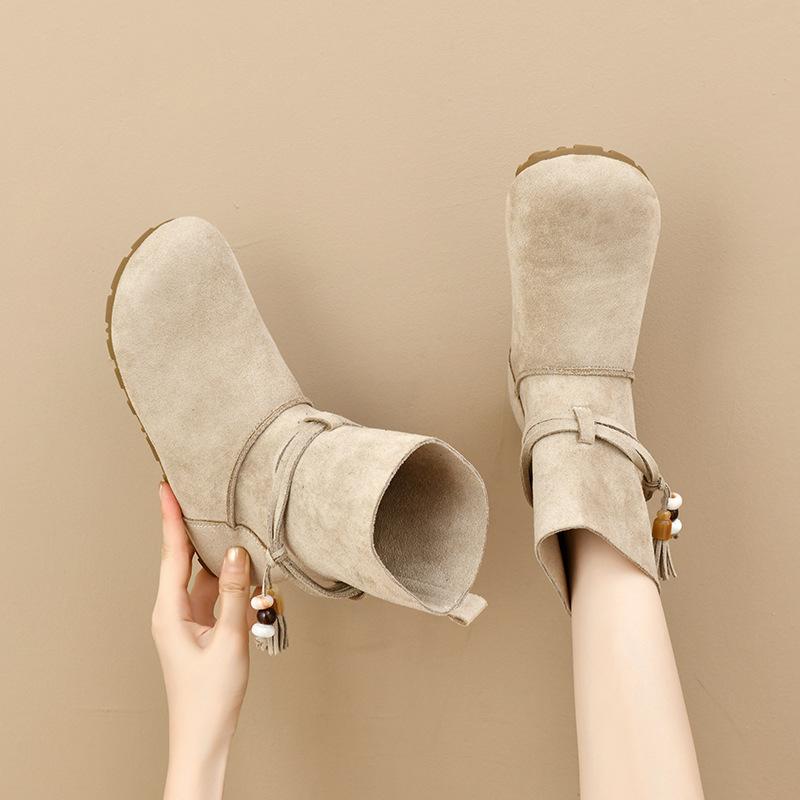 Retro British flat short boots women's 2025 new autumn high-end Martin boots women's skirt slim boots