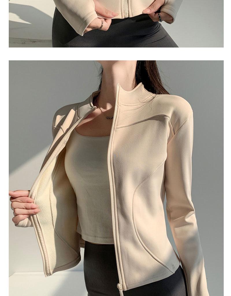 Women's Autumn/Winter Fleece Yoga Jacket - Zipper, Long Sleeve, Slim Fit for Running, Cycling, Fitness