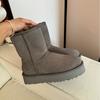 Womens Chunky Sole Shearling Lined Mid-Calf Winter Snow Boots Warm Faux Fur Comfortable Slip-On Flat