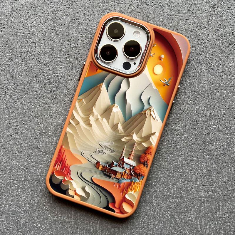 Printing Landscape phone case For iPhone 13 15 11 12 Pro Max 14 7 8 Plus SE2 XS X XR Creative Mountains Shockproof Soft Cover