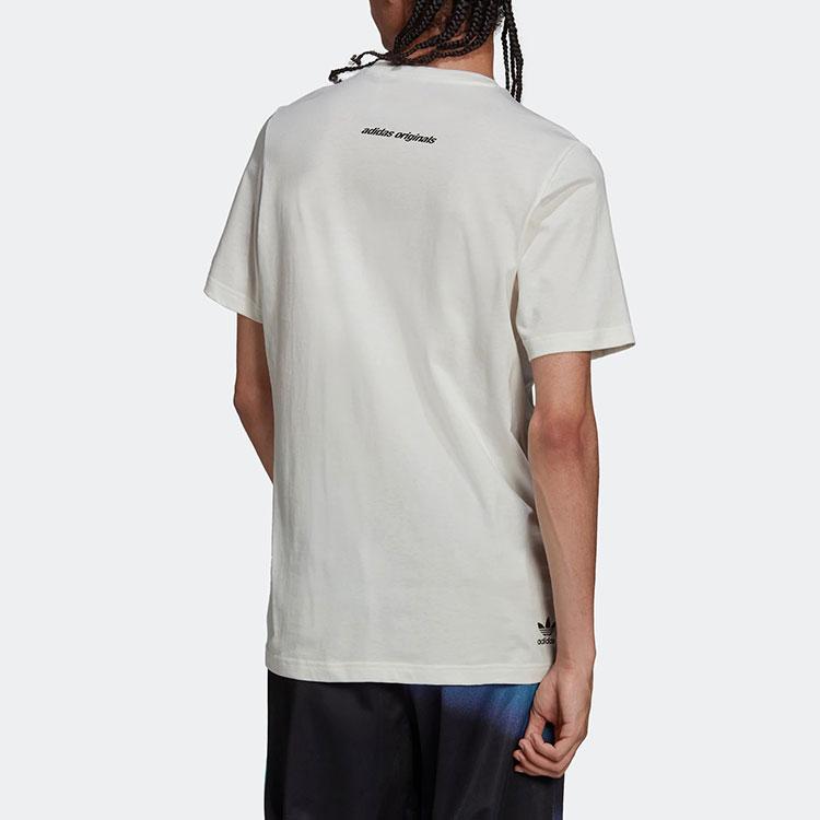 Adidas Originals Trefoil Multi-Logo Print Casual Crew Neck T-Shirt Men Tops White HC7186