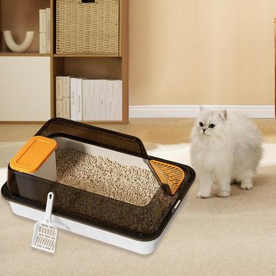 Lettiera per Gatti Aperta Articoli per Animali Domestici Semi Chiusa Staccabile Lati Alti con Bordo per Gatti Domestici