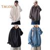 Men Fall Winter Hoodie with Big Front Pocket Solid Color Drawstring Long Sleeves Hooded Elastic Cuff And Hem Thin Daily Wear Casual Sport Top